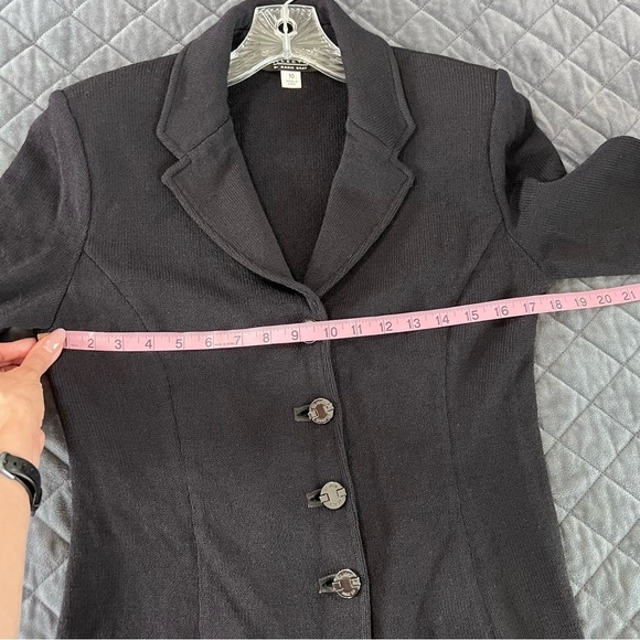 St. John Blazer Women 10 Santana Knit Black Button Down Jacket C2 - Picture 9 of 9